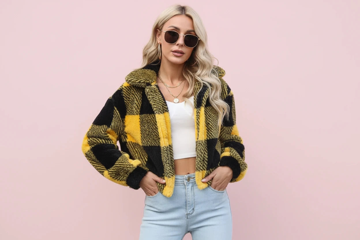 The Elegant Dual-Face Velvet Plaid Jacket