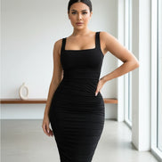 The Seasonal Elegance Slim-Fit Pleated Dress