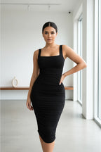The Seasonal Elegance Slim-Fit Pleated Dress