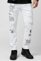 The Stylish Distressed Embroidered Denim Pants