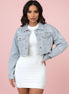 The Cropped Frayed Denim Jacket - Light Blue