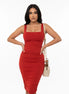 The Seasonal Elegance Slim-Fit Pleated Dress