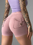 The Essence High-Waisted Yoga Shorts with Pockets - Pink XL