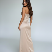 The Elegant Satin Asymmetrical Slit Gown
