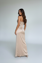 The Elegant Satin Asymmetrical Slit Gown