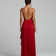 The Elegant Satin Asymmetrical Slit Gown