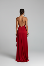 The Elegant Satin Asymmetrical Slit Gown