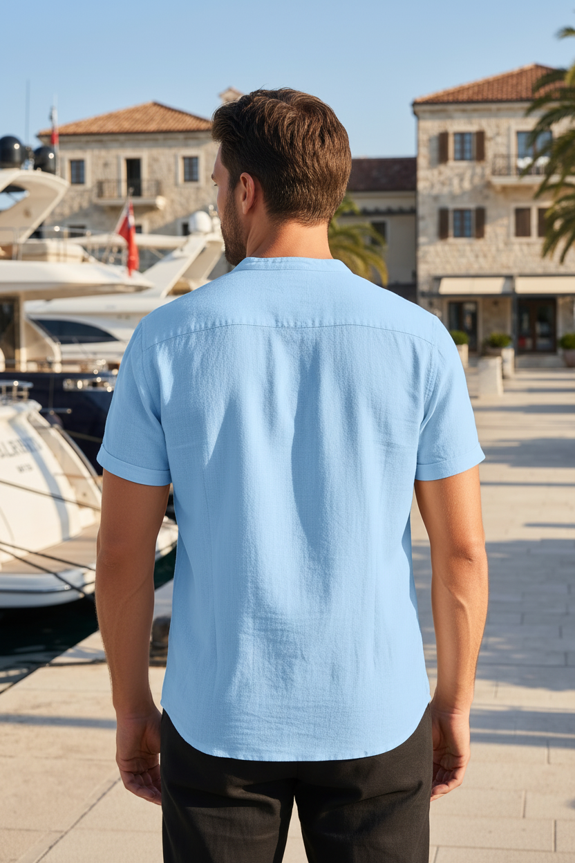 Men's Vintage Cotton Linen Casual Short Sleeve Shirt