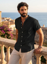 Men's Vintage Cotton Linen Casual Short Sleeve Shirt