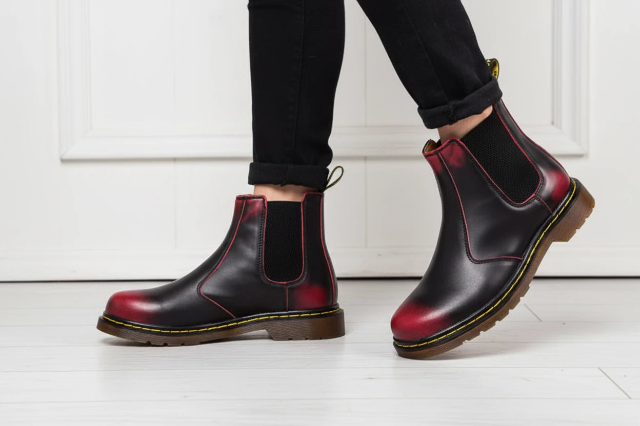 The Elegance Cowhide Thick-Heeled Boots