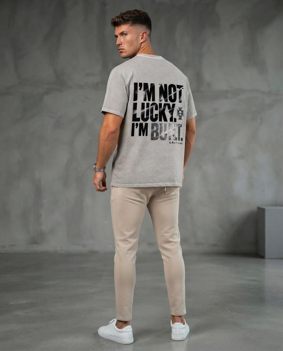 Krowngallery Oversized Shirt: I'M NOT LUCKY. I'M BUILT.