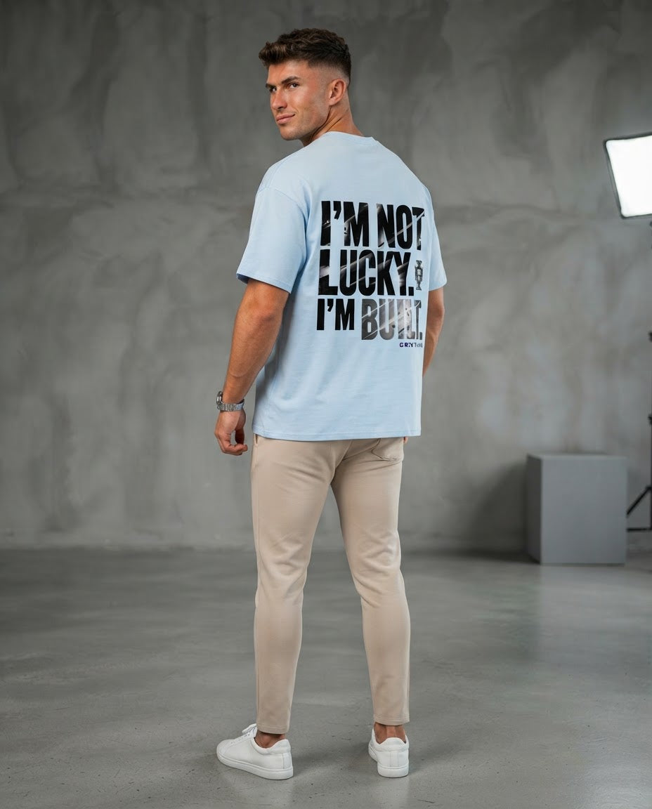 Krowngallery Oversized Shirt: I'M NOT LUCKY. I'M BUILT.