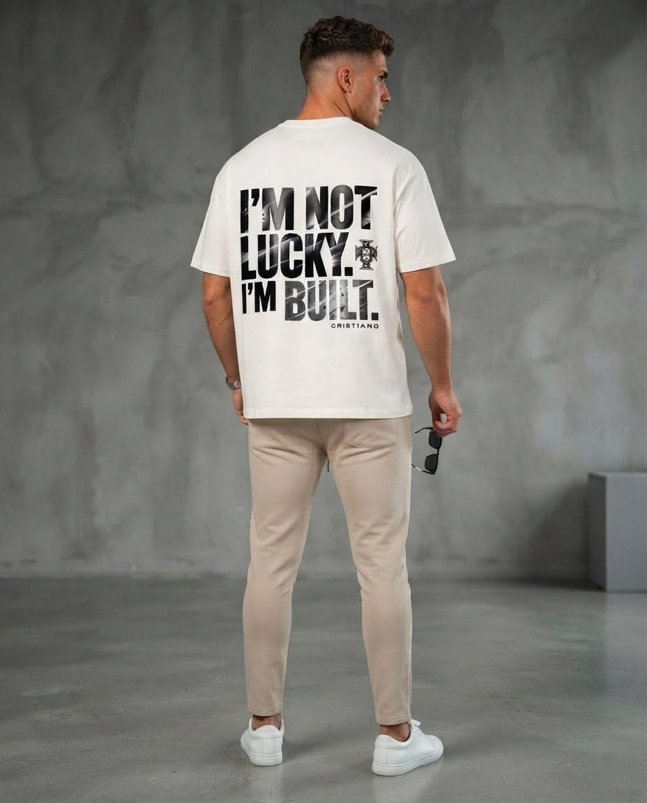 Krowngallery Oversized Shirt: I'M NOT LUCKY. I'M BUILT.