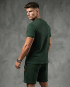 The Athletic Workout 2-Piece T-Shirt and Shorts Outfit with Pockets in Blackish Green