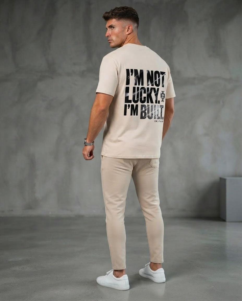 Krowngallery Oversized Shirt: I'M NOT LUCKY. I'M BUILT.