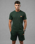 The Athletic Workout 2-Piece T-Shirt and Shorts Outfit with Pockets in Blackish Green