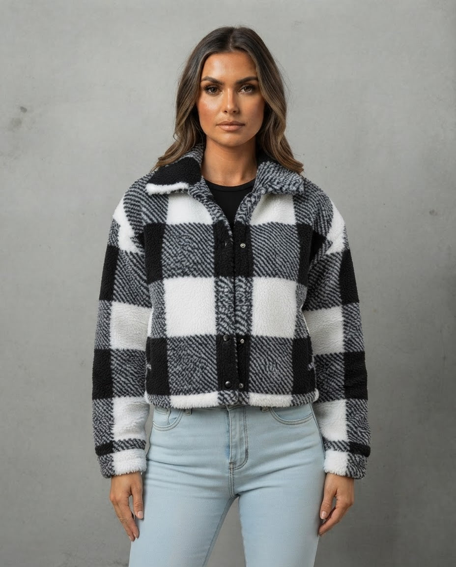 The Elegant Dual-Face Velvet Plaid Jacket