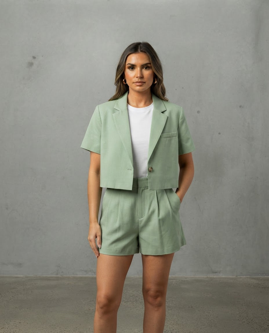 Elegant American Linen Short-Sleeve Blazer