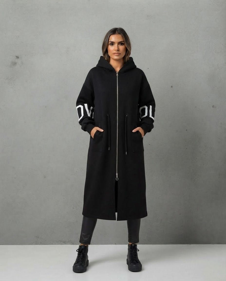 The Elegant Long Windbreaker with Utility Pockets