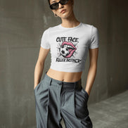 Ladies Cropped Tee - CUTE FACE. KILLER INSTINCT
