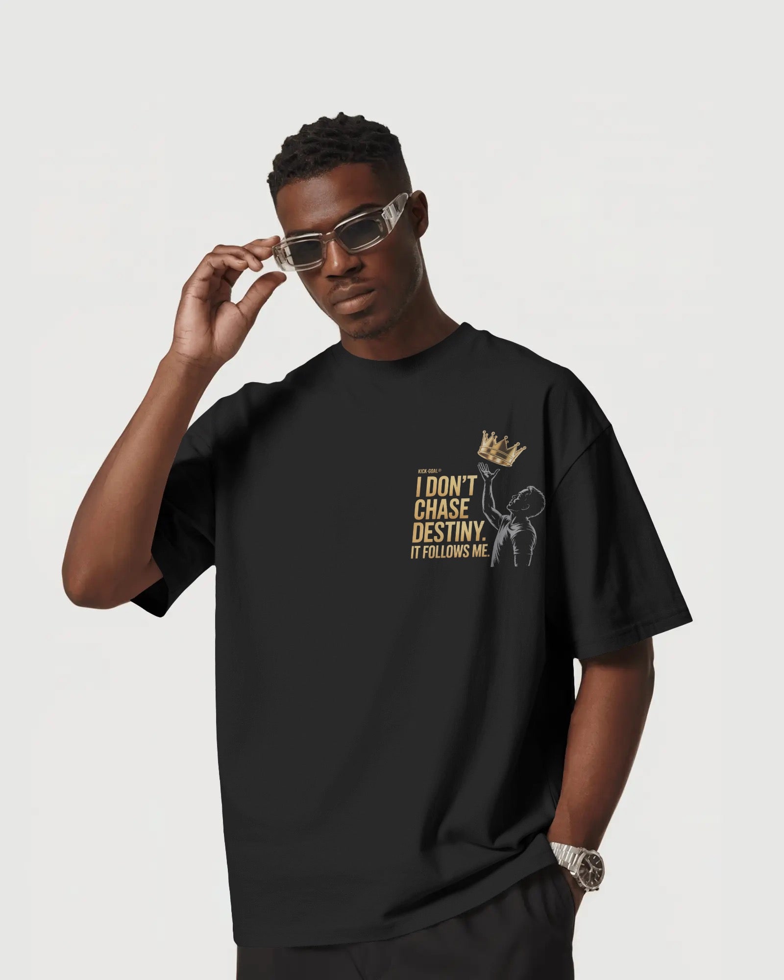 VACANCY Oversized Shirt - I DON'T CHASE DESTINY." IT FOLLOWS ME.