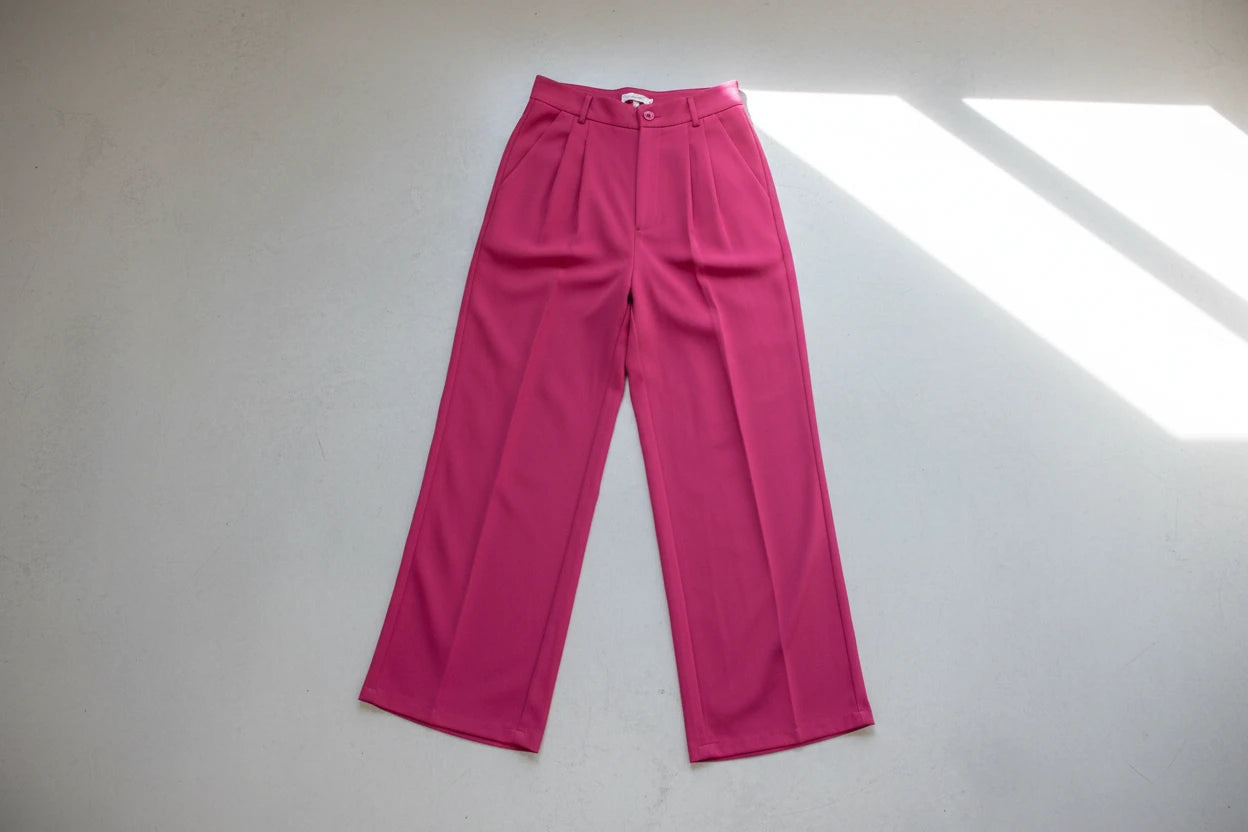 The Hot Pink Wide-Leg Business Pants