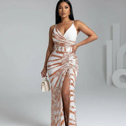 The Ladies' Spring/Summer Elegant V-Neck Daywear Dress