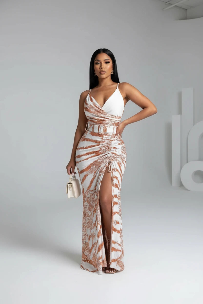 The Ladies' Spring/Summer Elegant V-Neck Daywear Dress