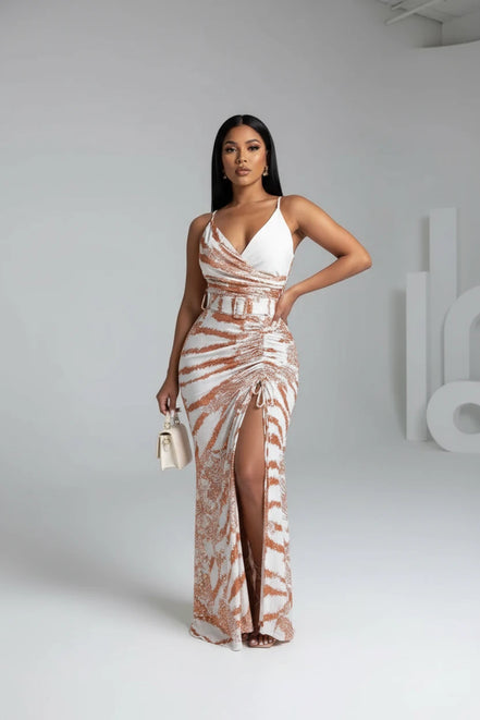 The Ladies' Spring/Summer Elegant V-Neck Daywear Dress